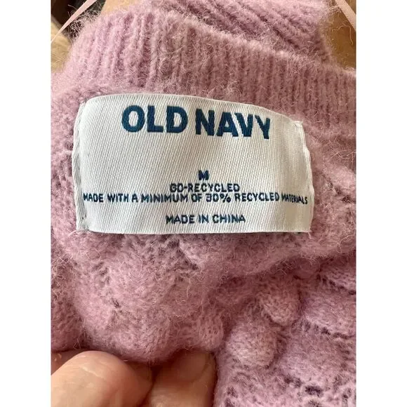 💜 Old Navy Lilac Pointelle Knit Sweater | Size M | Soft Wool Blend - Picture 4 of 6